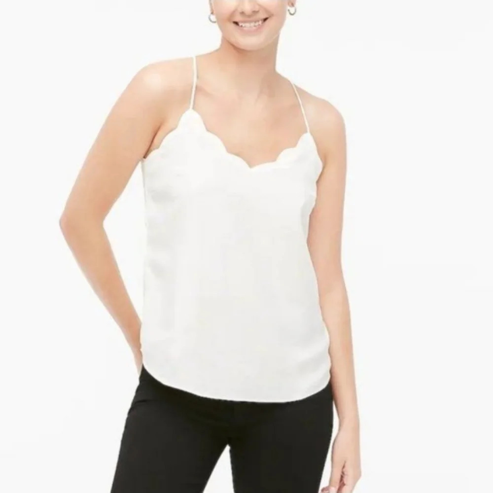 J. Crew Cream Scalloped Edge Cami Adjustable Straps Size 10